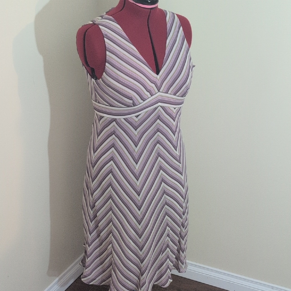 Ann Taylor Loft | Striped Purple and White Women's Dress